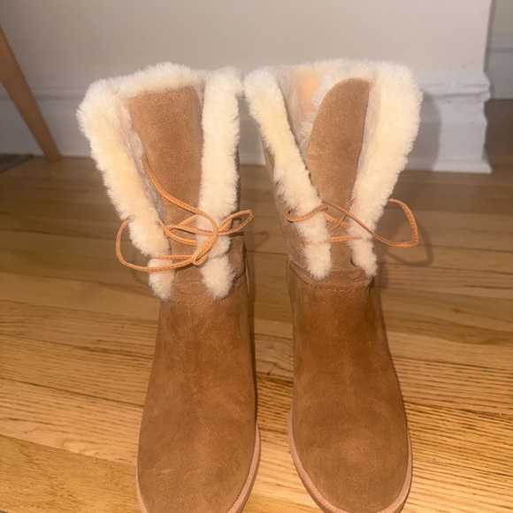 UGG JERENE Chestnut Suede Mid-Calf Boots - Picture 3 of 6